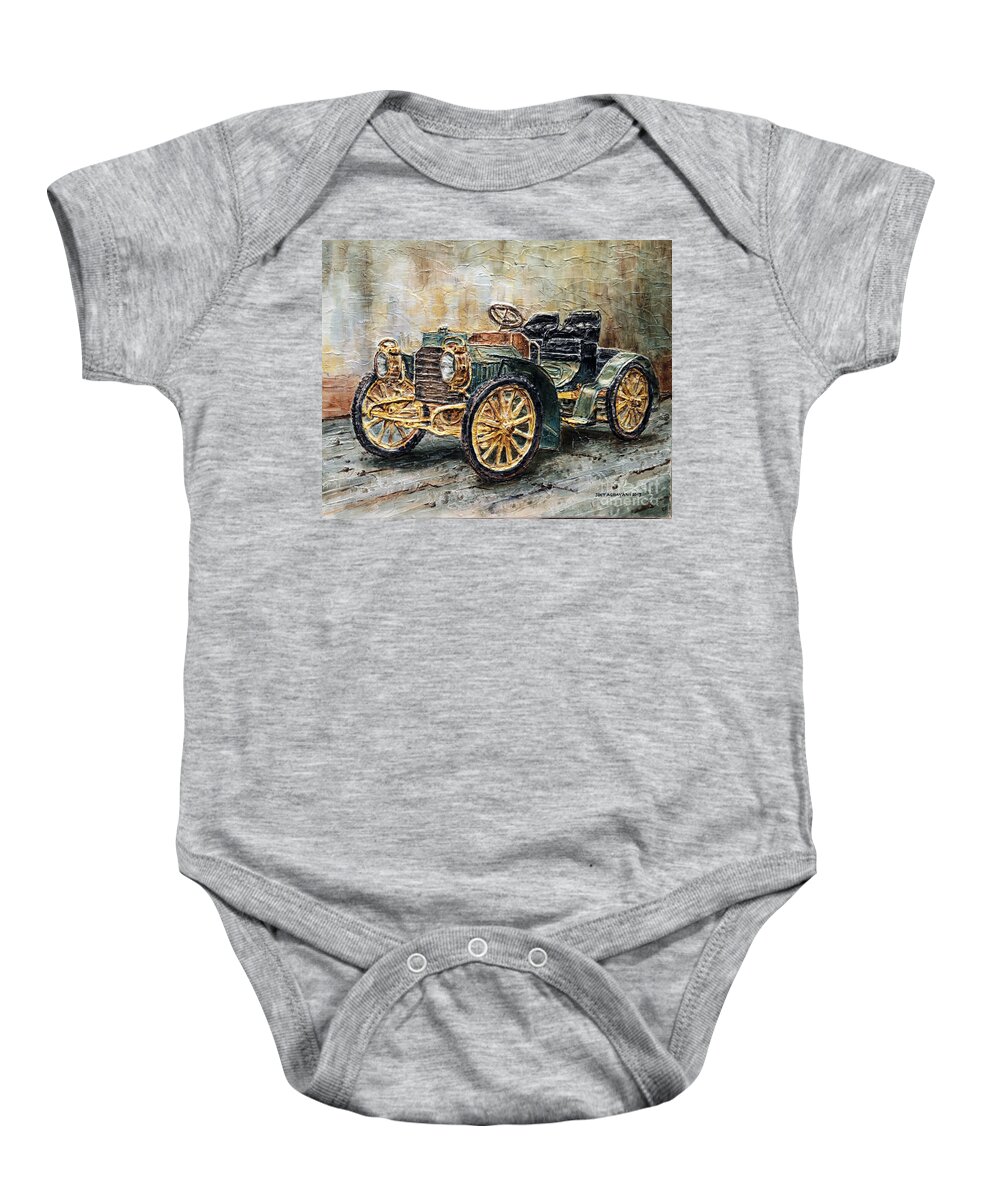 Automobiles Baby Onesie featuring the painting 1901 Mercedes Benz by Joey Agbayani