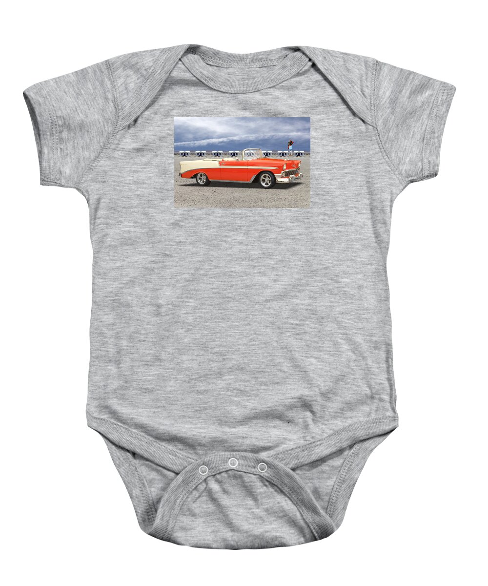 1956 Chevy Baby Onesie featuring the photograph 1956 Chevrolet Belair Convertible by Mike McGlothlen