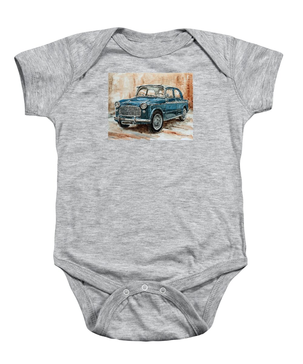 Fiat Baby Onesie featuring the painting 1960 Fiat 1100 103 H by Joey Agbayani