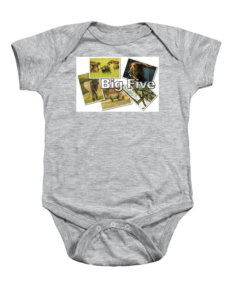 Big Five Baby Onesie featuring the photograph African Big Five #2 by Benny Marty
