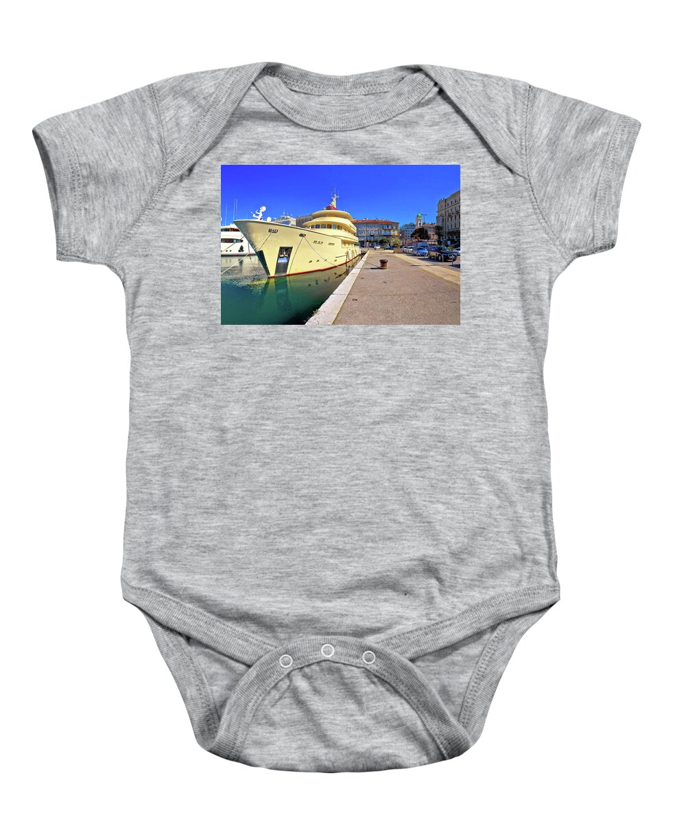 Rijeka Baby Onesie featuring the photograph City of Rijeka yachting waterfront panoramic view #2 by Brch Photography