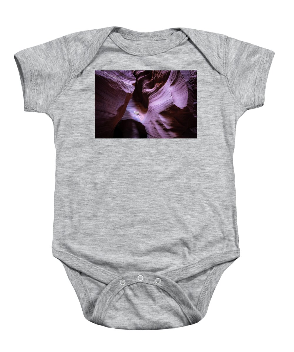 Antelope Canyon Baby Onesie featuring the photograph Just the Light #2 by Jon Glaser