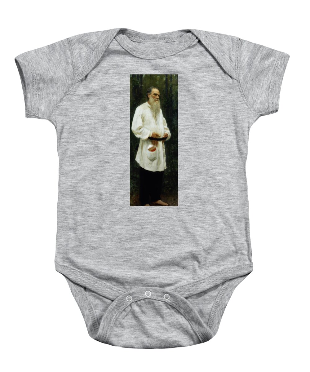 Painting Baby Onesie featuring the painting Leo Tolstoy Barefoot #2 by Mountain Dreams