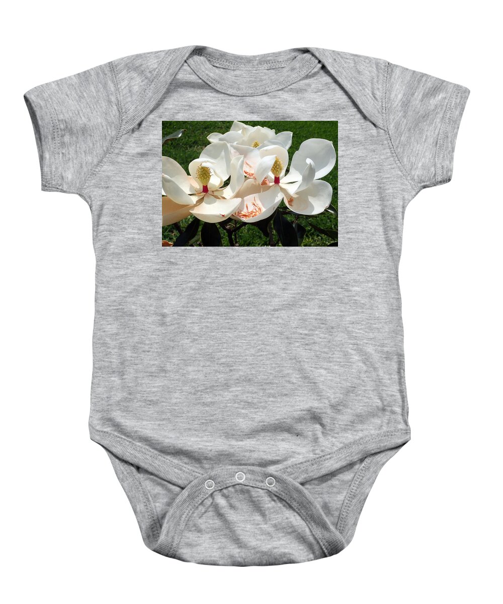 Magnolia Baby Onesie featuring the photograph Magnolia Blossom #1 by Farol Tomson