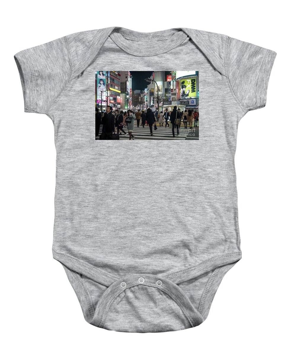 Shibuya Baby Onesie featuring the photograph Shibuya Crossing, Tokyo Japan by Perry Rodriguez