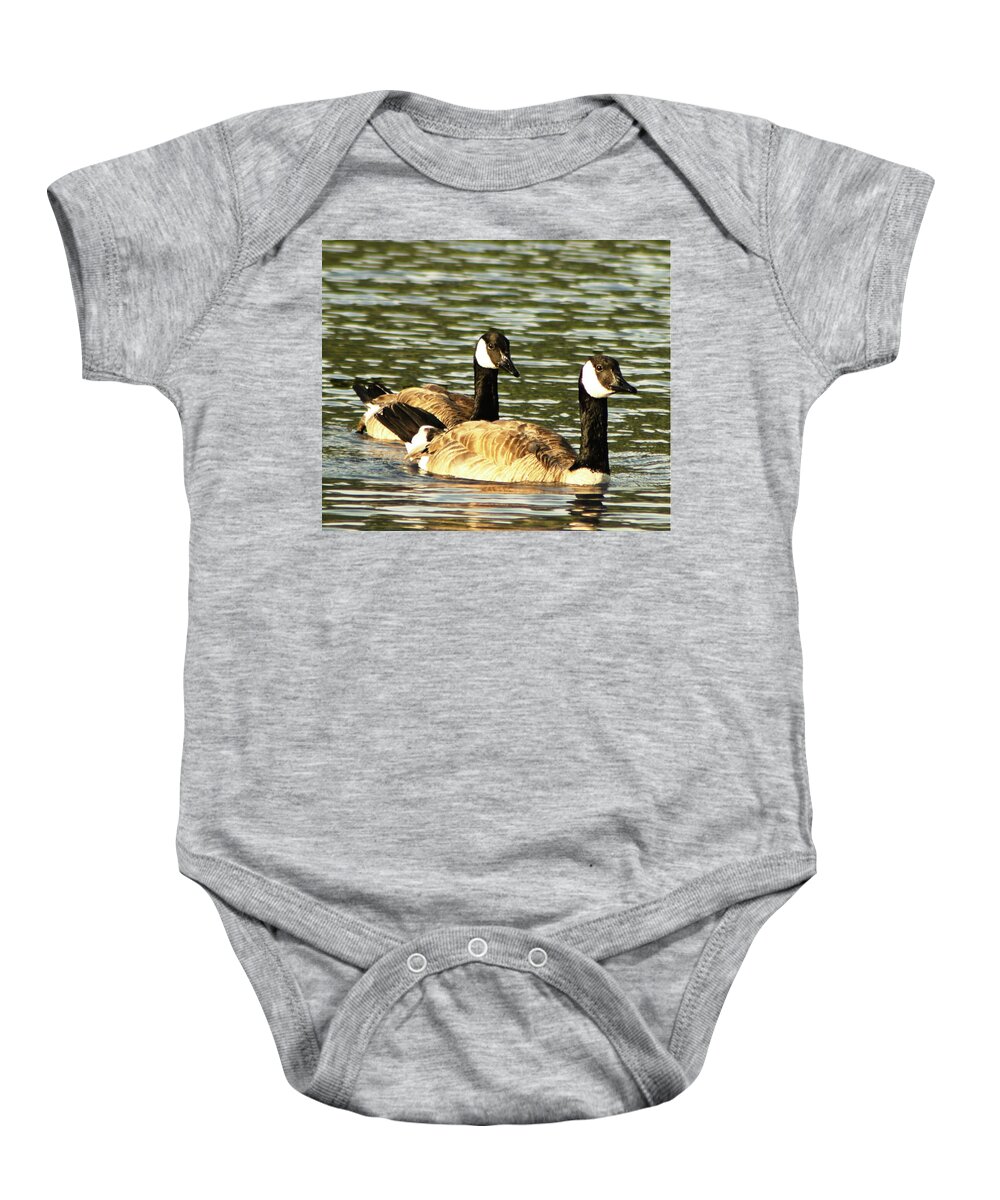 Washington State Baby Onesie featuring the mixed media 2Gueese2Gether by M Three Photos