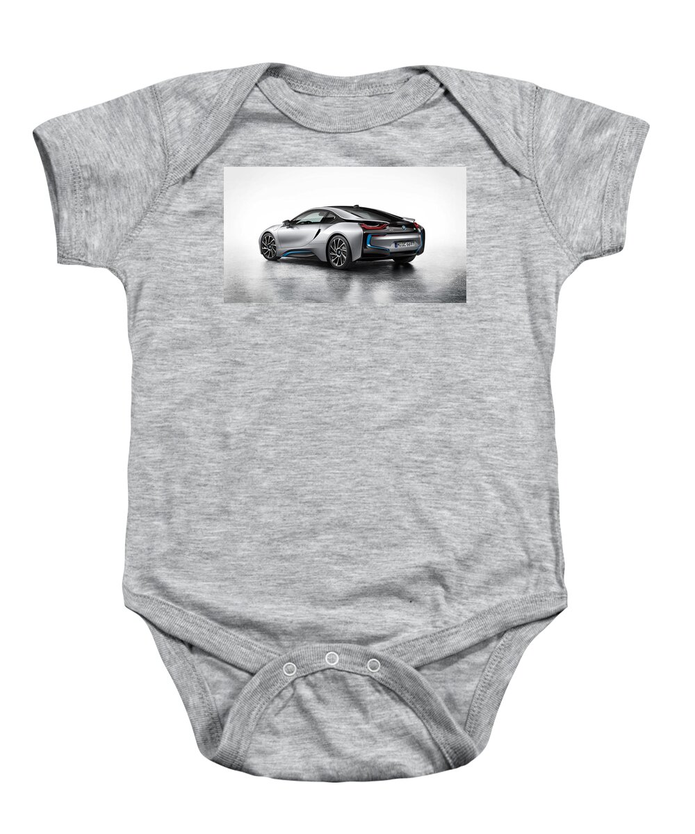 Bmw I8 Baby Onesie featuring the photograph BMW i8 #3 by Jackie Russo