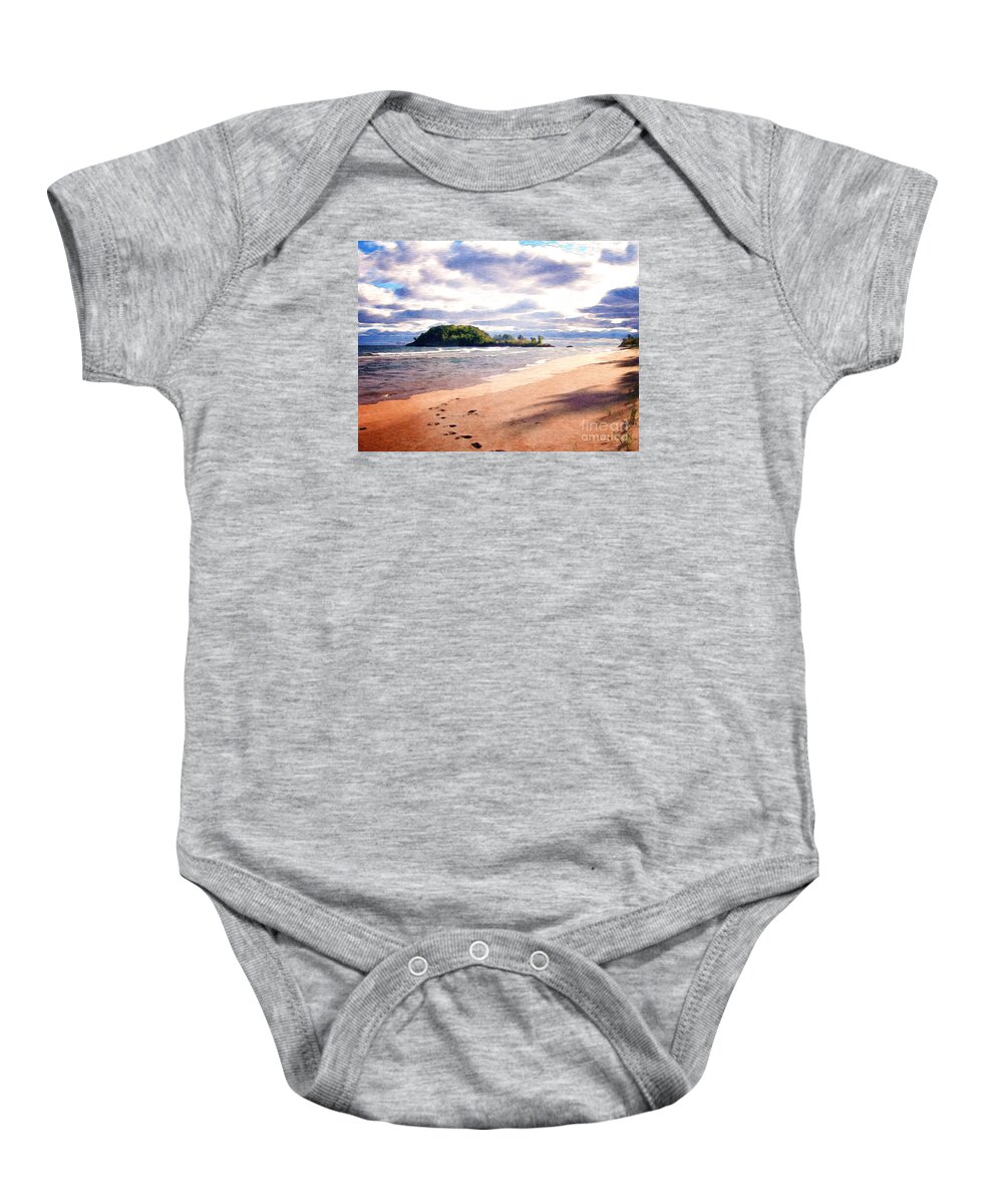 Lake Superior Baby Onesie featuring the digital art Little Presque Isle #4 by Phil Perkins