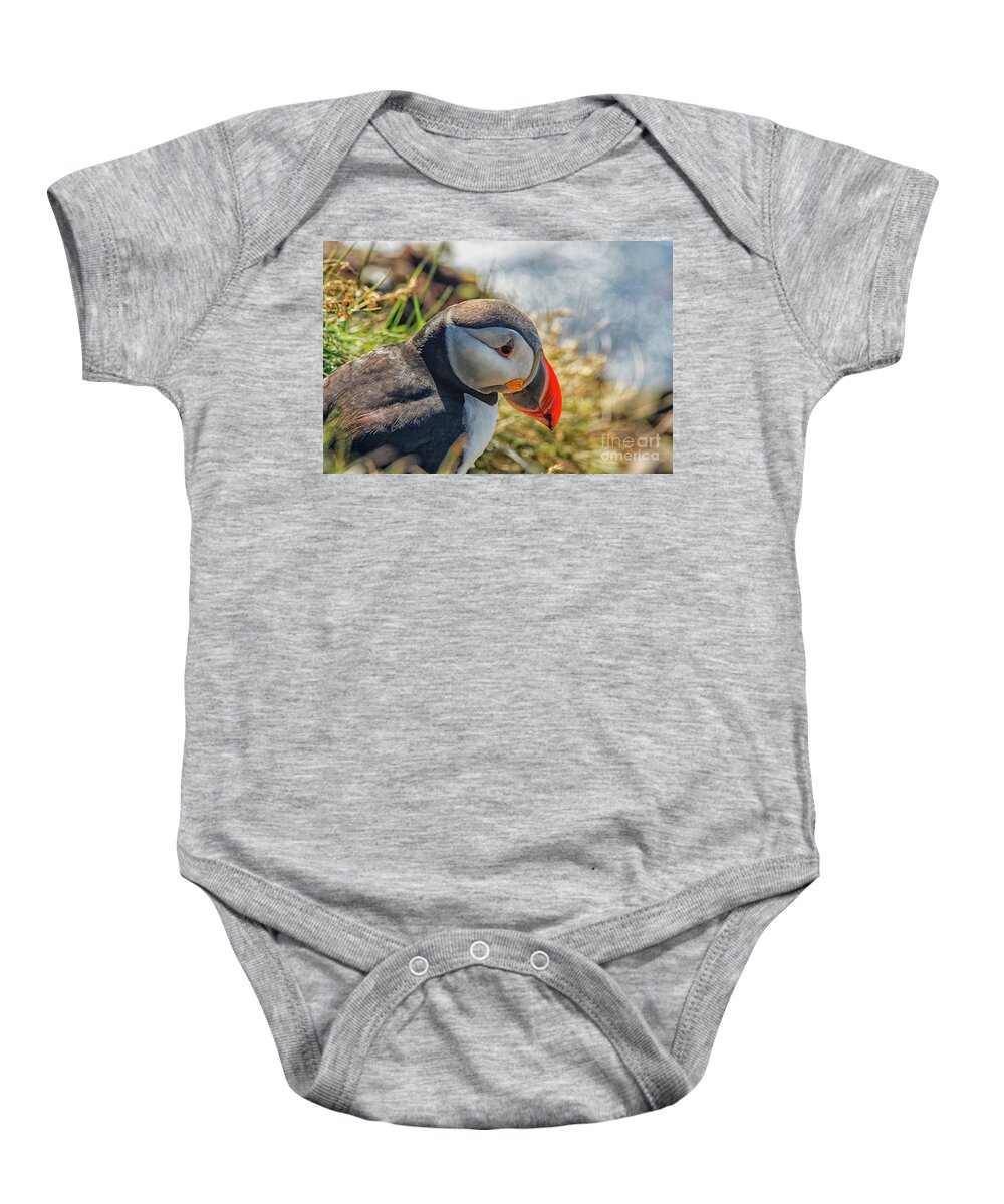 Atlantic Baby Onesie featuring the photograph Puffin by Patricia Hofmeester