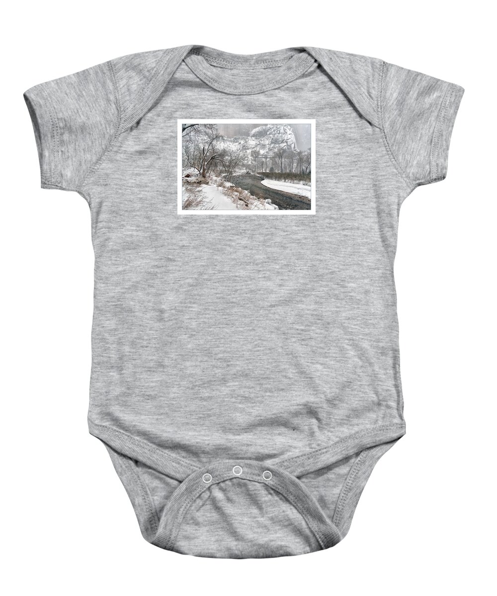 Utah Baby Onesie featuring the photograph Zion Snowstorm #3 by Robert Fawcett