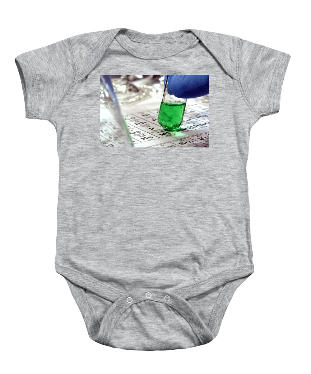 Analysis Baby Onesie featuring the photograph Scientific Experiment in Science Research Lab #31 by Olivier Le Queinec