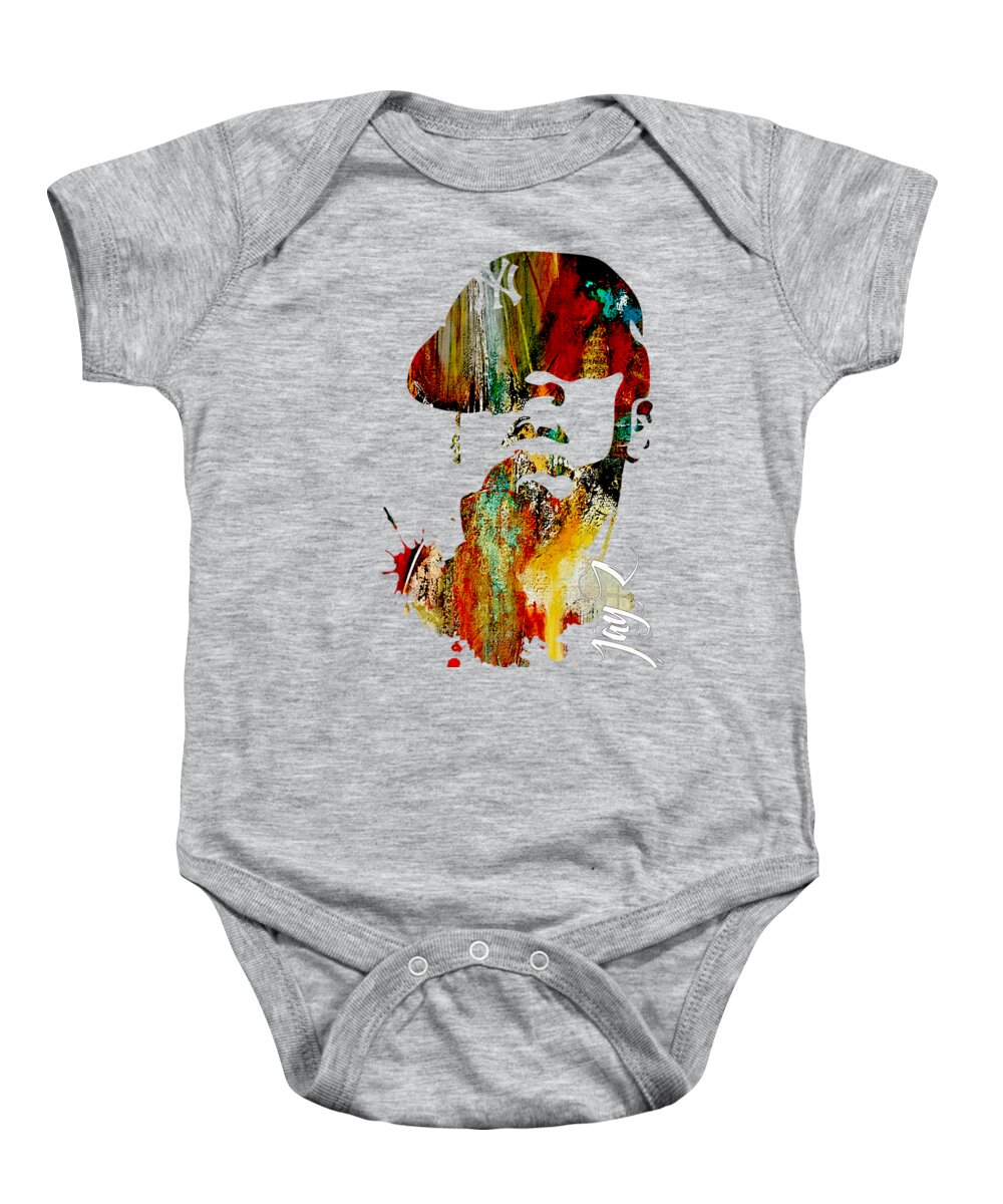 Jay Z Art Baby Onesie featuring the mixed media Jay Z Collection by Marvin Blaine