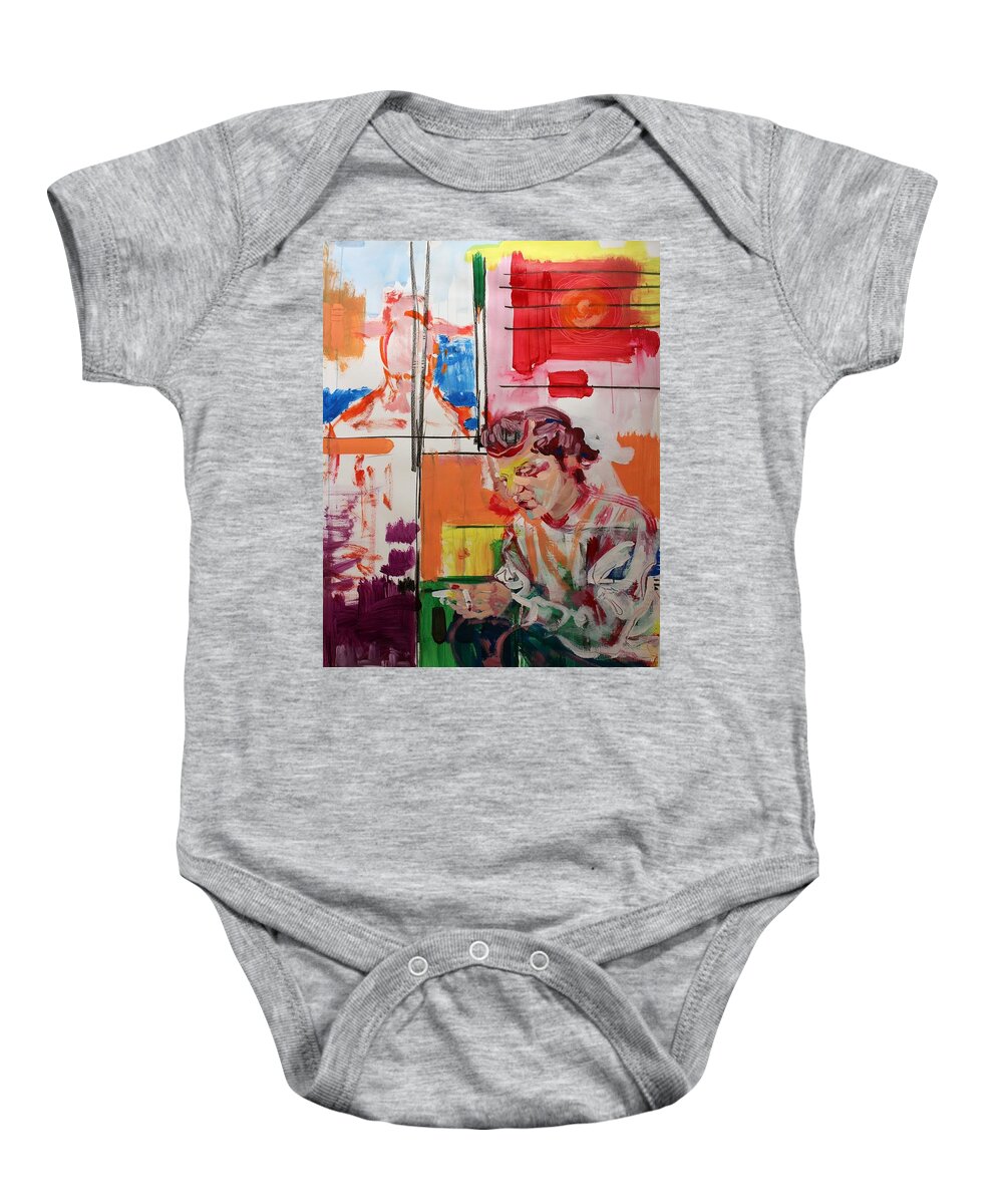 Expressive Baby Onesie featuring the painting 3rd Hand by Aort Reed