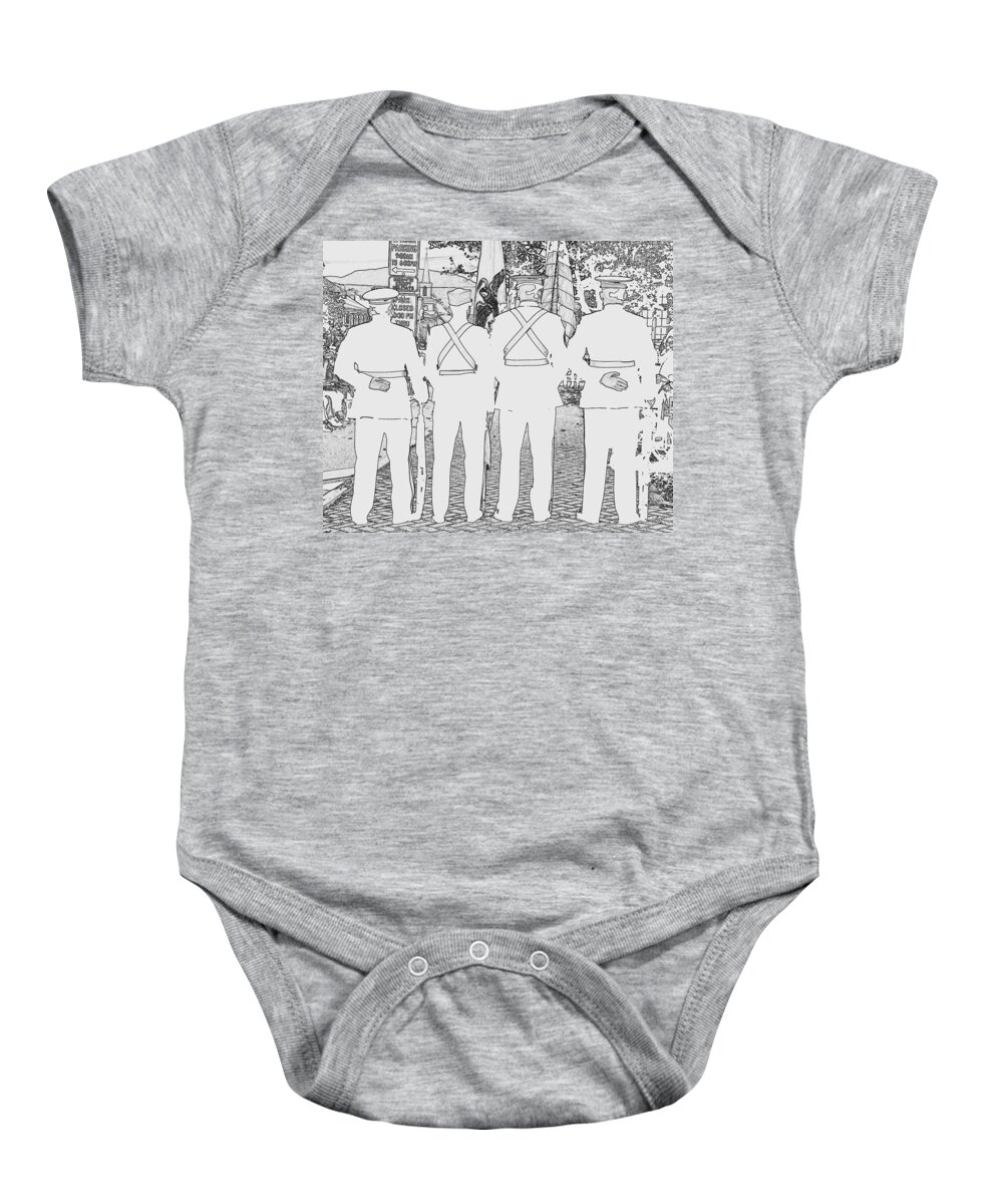 People Baby Onesie featuring the photograph 4 Marines as a sketch by Karl Rose
