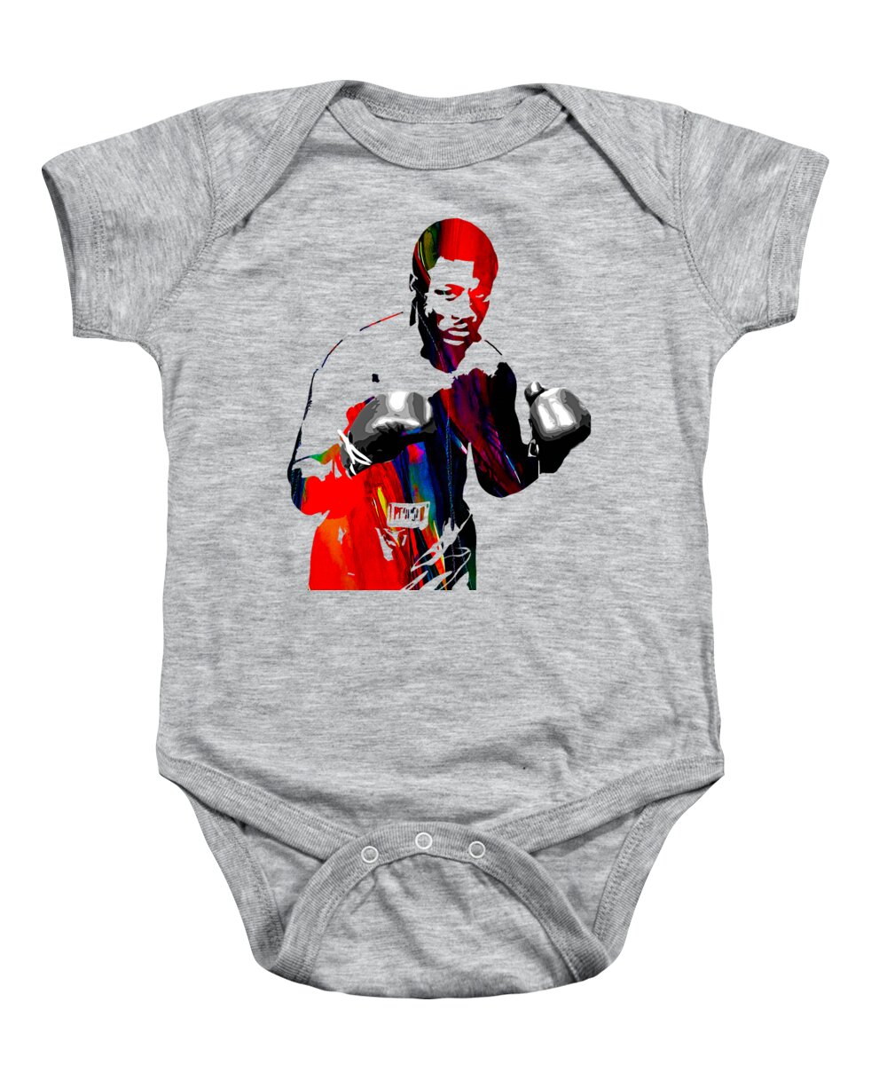 Joe Frazier Baby Onesie featuring the mixed media Smokin Joe Frazier Collection #4 by Marvin Blaine