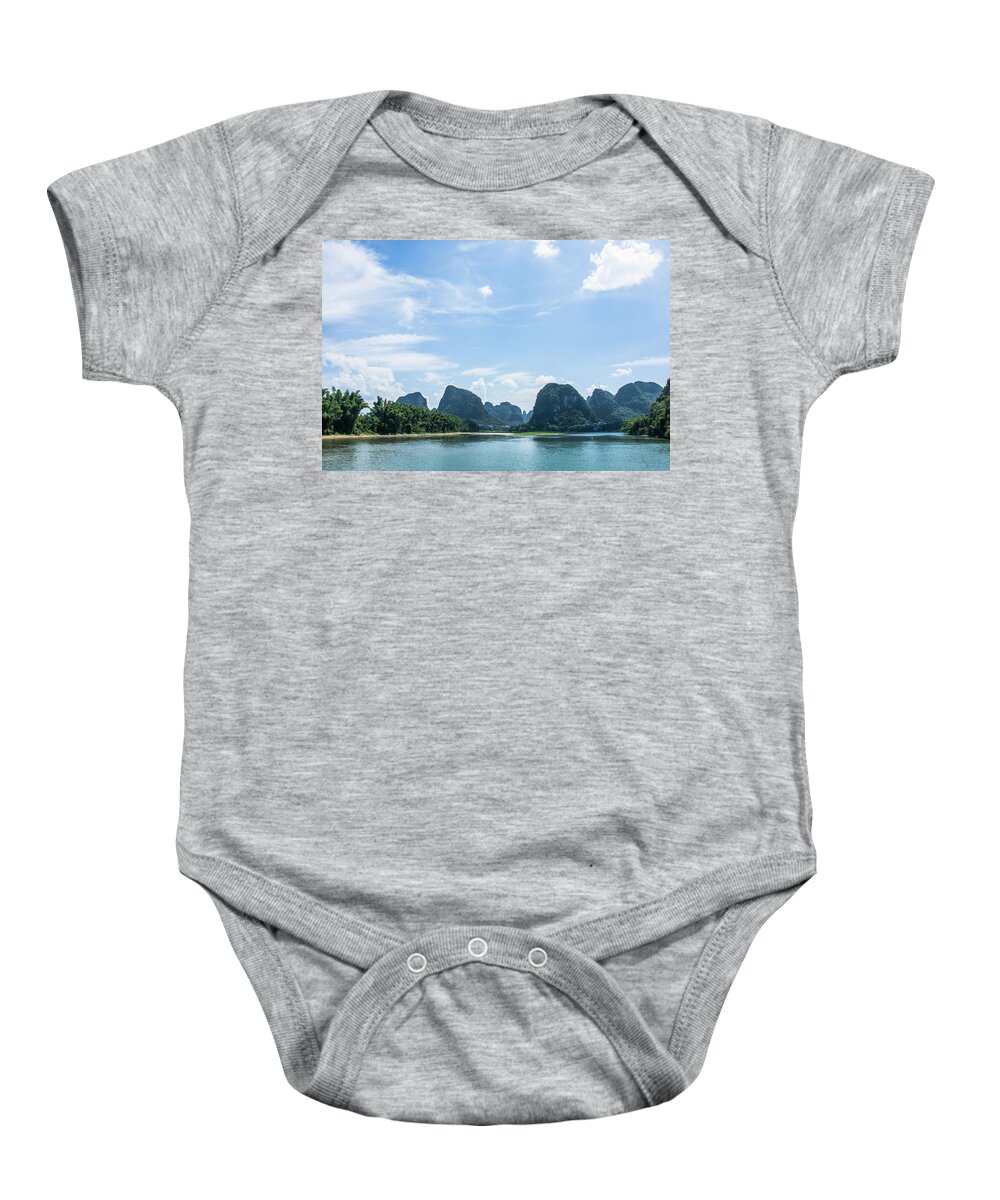 River Baby Onesie featuring the photograph Lijiang River and karst mountains scenery #42 by Carl Ning