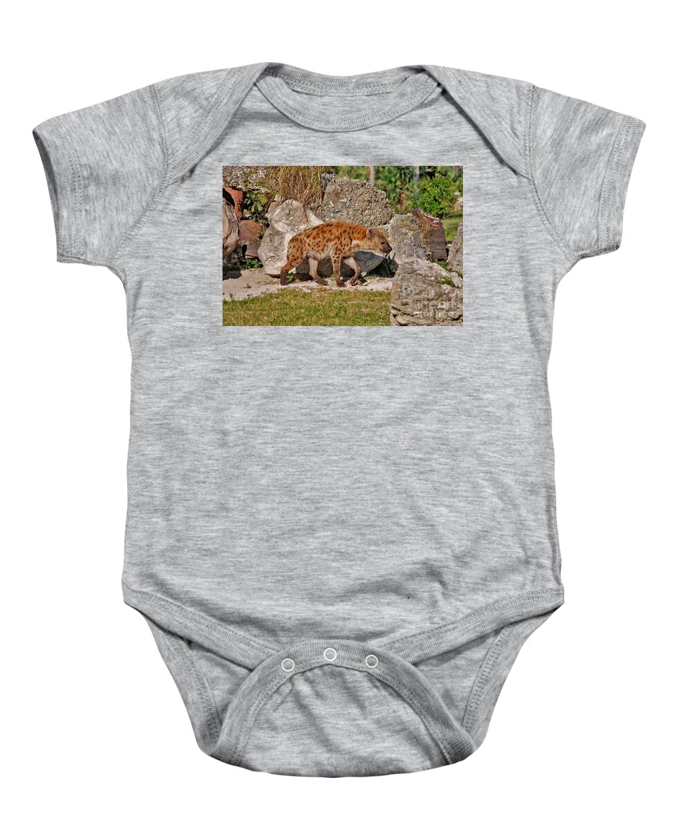 Spotted Hyena Baby Onesie featuring the photograph 47- Spotted Hyena by Joseph Keane