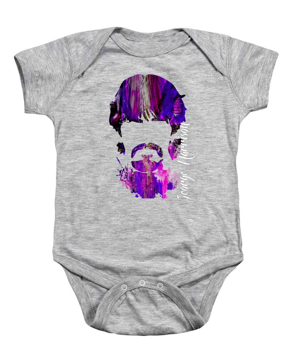 George Harrison Art Baby Onesie featuring the mixed media George Harrison Collection #18 by Marvin Blaine