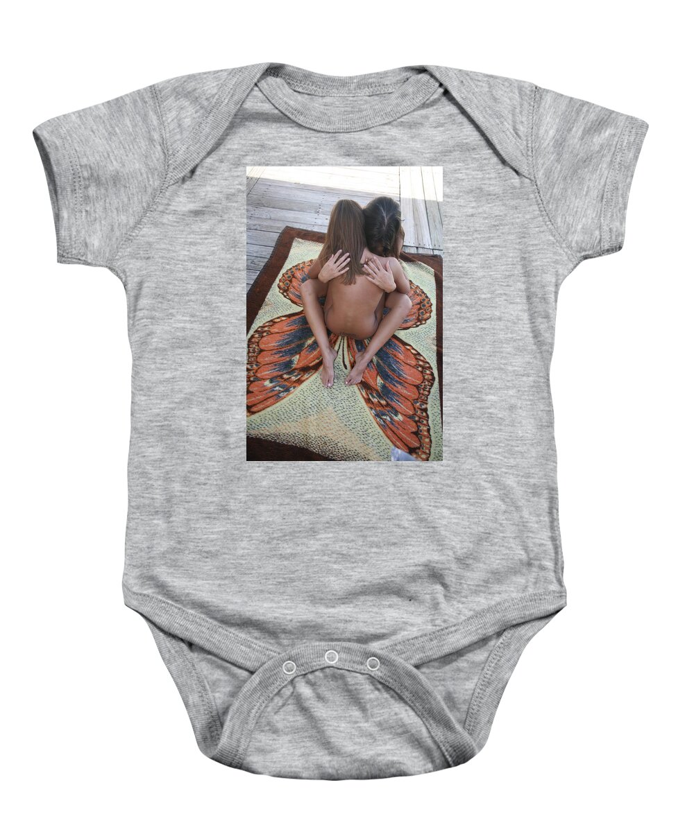 Female Nude Butterfly Glamorous Natural Settings Exotic Nudes Baby Onesie featuring the photograph Butterfly #5 by Lucky Cole