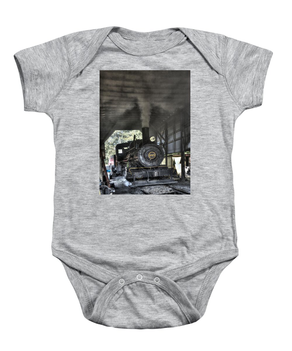 Ngine Baby Onesie featuring the photograph In the engine shed steaming up #5 by Paul W Faust - Impressions of Light