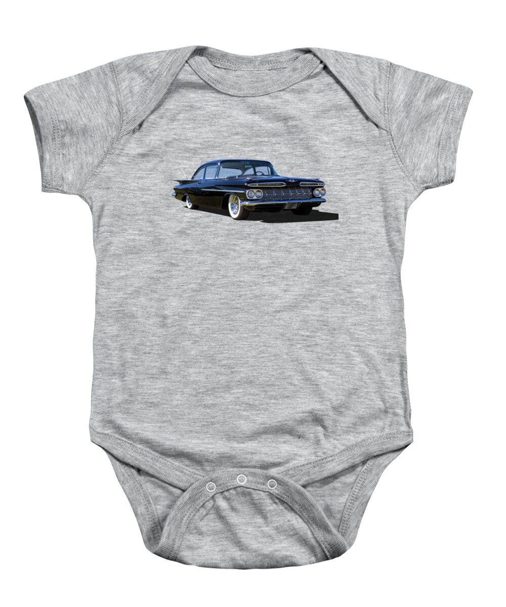 Car Baby Onesie featuring the photograph 59 Black by Keith Hawley