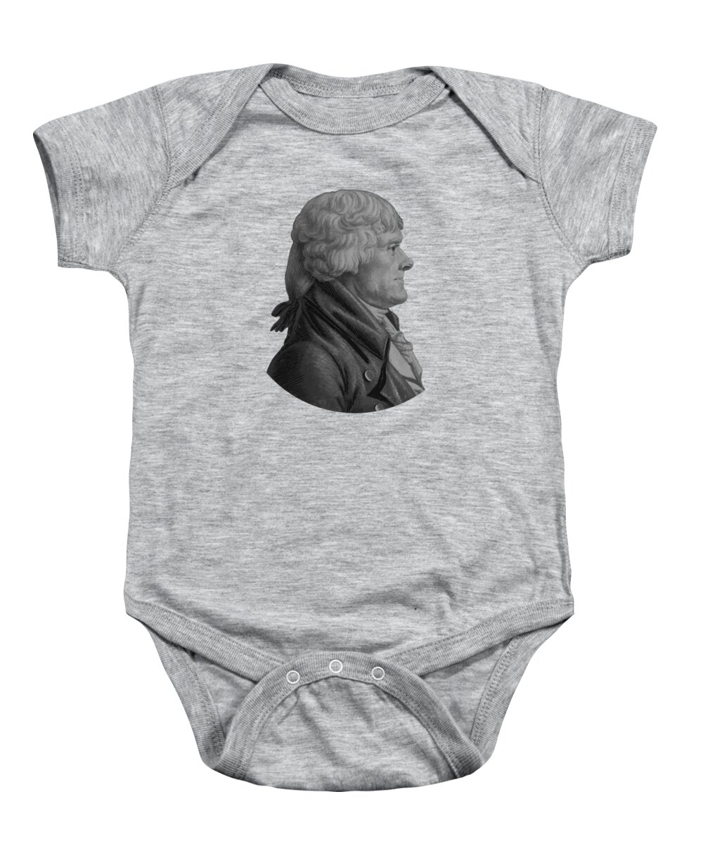 Thomas Jefferson Baby Onesie featuring the painting Thomas Jefferson Profile by War Is Hell Store