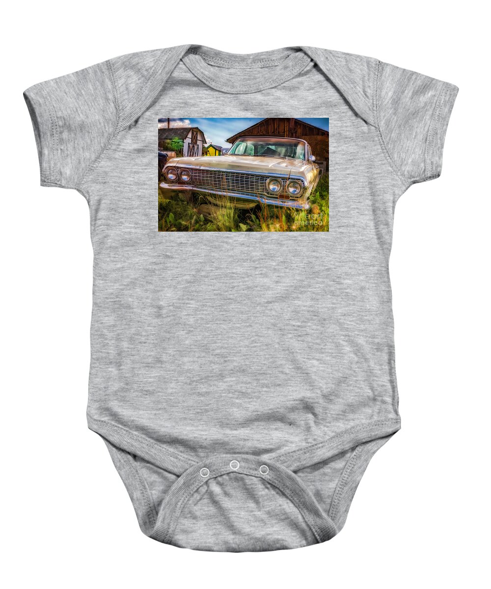 63 Impala Baby Onesie featuring the photograph 63 Impala by Bitter Buffalo Photography