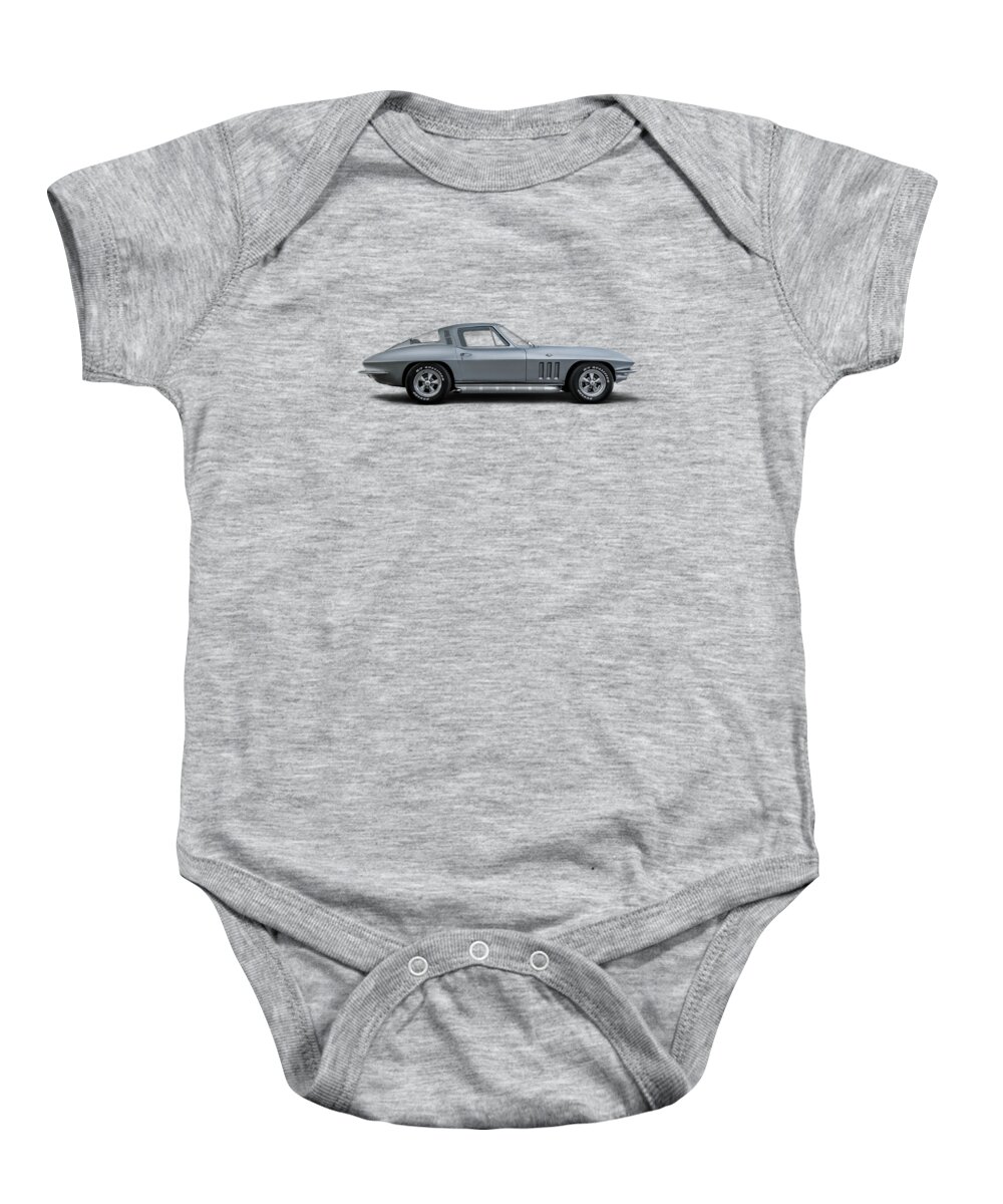 Chevrolet Baby Onesie featuring the digital art 65 Corvette Stingray by Douglas Pittman