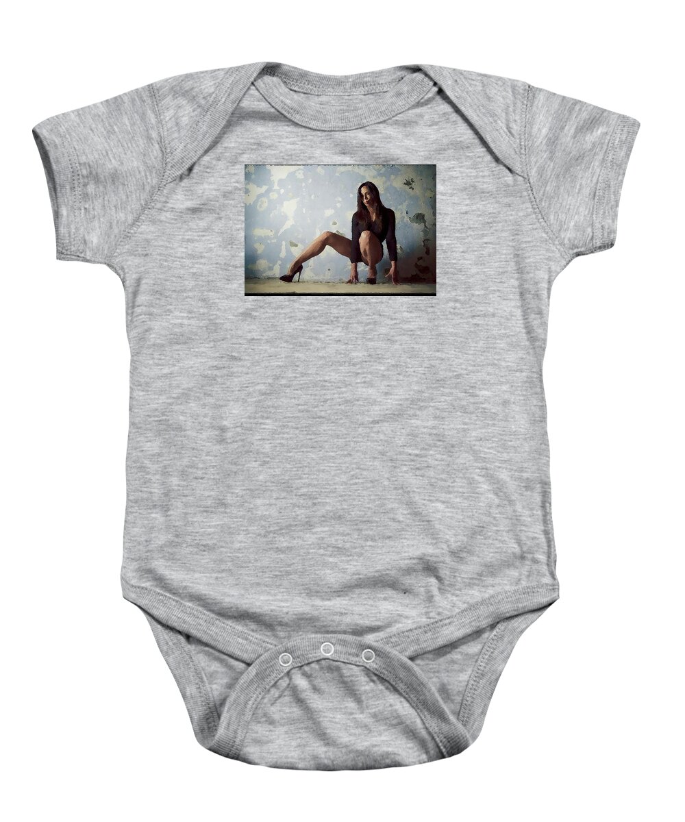 Nude Framed Prints Baby Onesie featuring the painting Waiting For.. #7 by Shlomo Zangilevitch