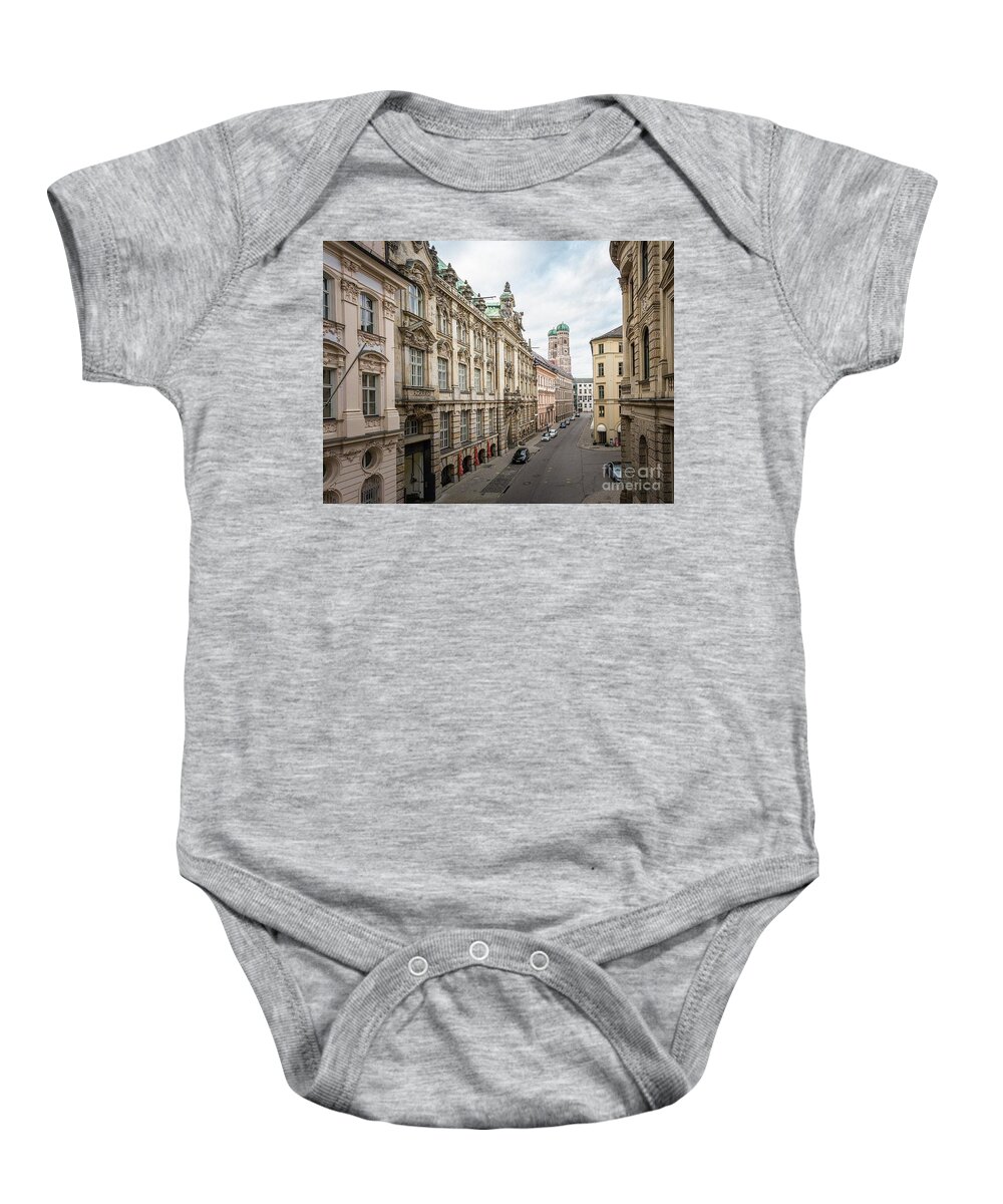 Bavaria Baby Onesie featuring the photograph A beautiful look at the Frauenkirche by Hannes Cmarits