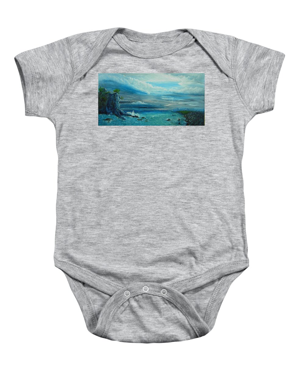  Baby Onesie featuring the painting A Break in the Storm by Daniel W Green