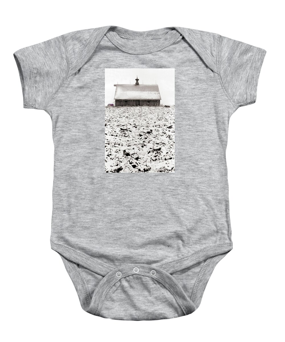 Landscape Baby Onesie featuring the photograph A Cold Day In Rural Iowa by Ron Long