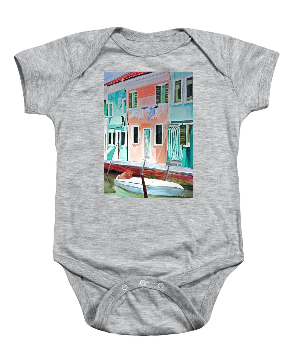 Italy Baby Onesie featuring the painting A Day In Burrano by Patricia Arroyo