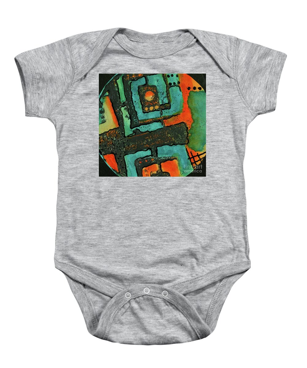 Mixed Media Baby Onesie featuring the painting A Few Black Dots by Angela L Walker