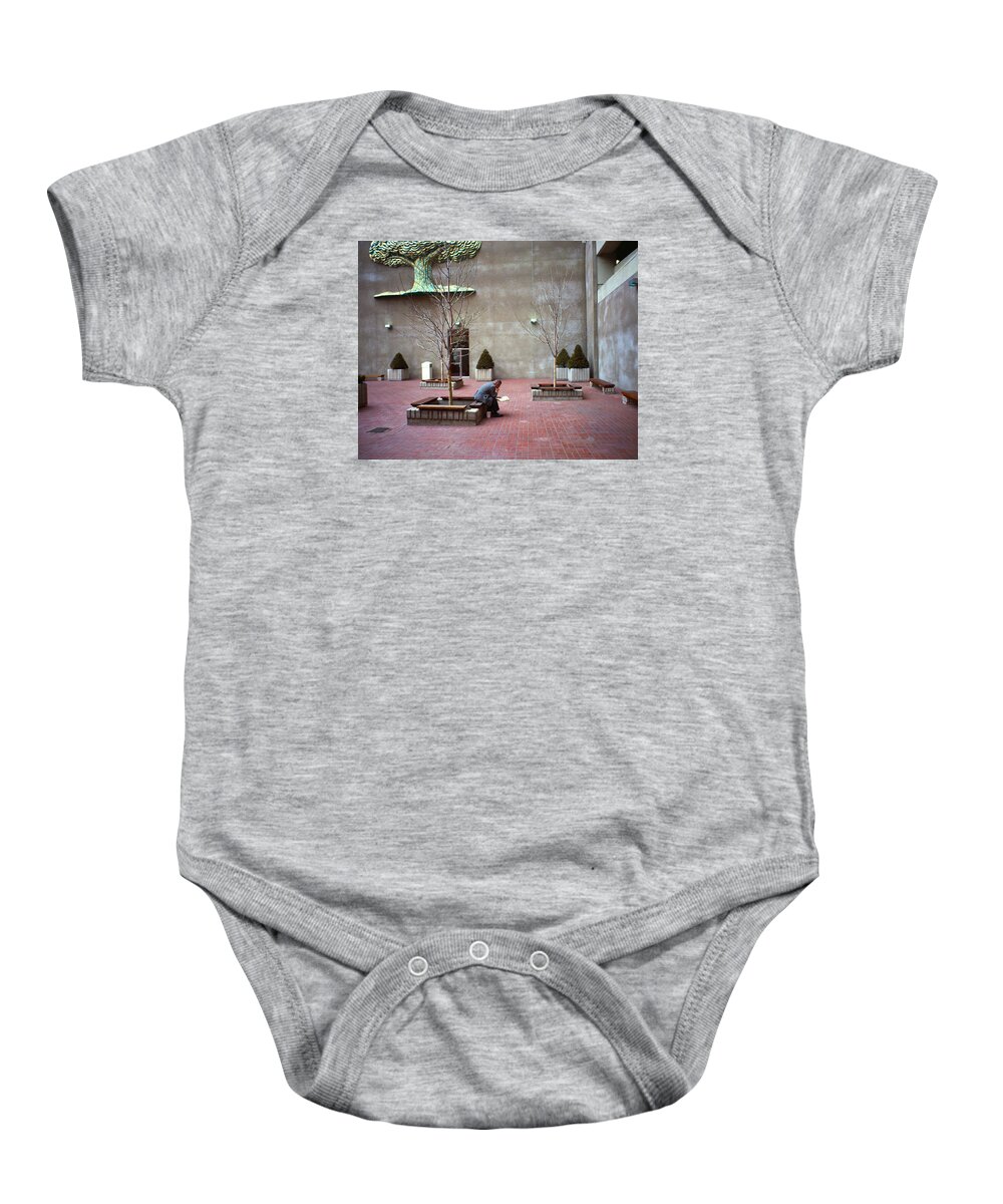 Actions Baby Onesie featuring the photograph A good tree to come to...to read by Mike Evangelist