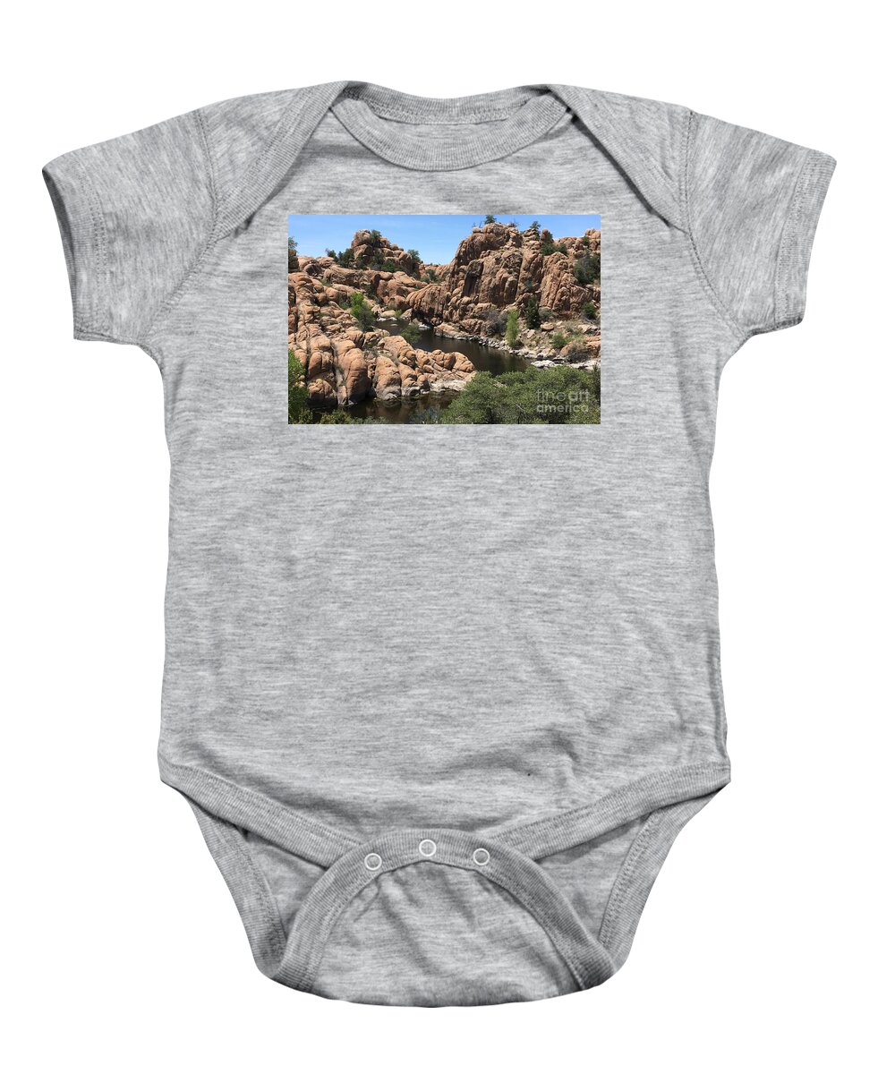Rocks Baby Onesie featuring the photograph A River Runs Through It by Pamela Henry