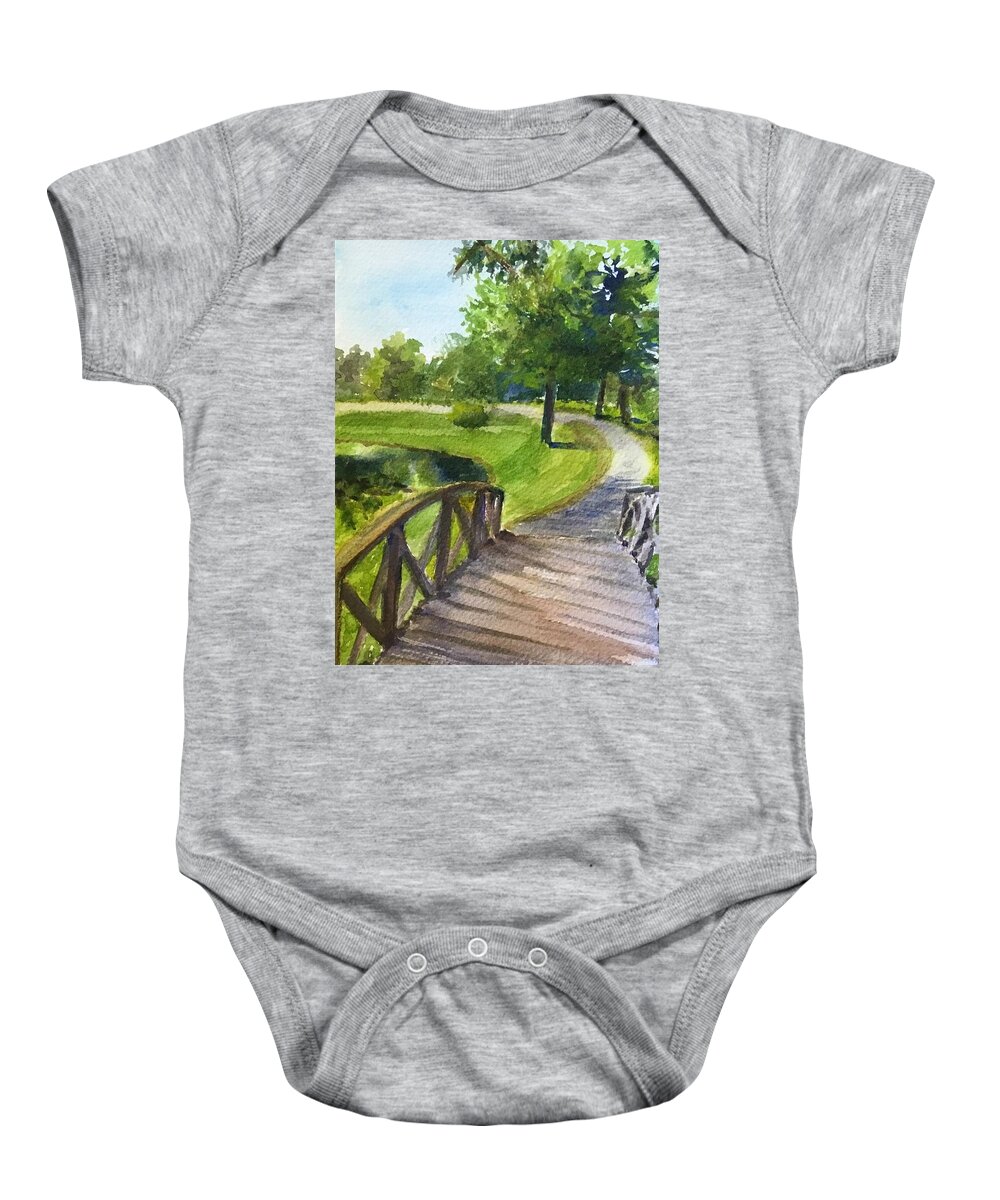 Milwaukee Baby Onesie featuring the painting A Soulful Path by Cheryl Wallace