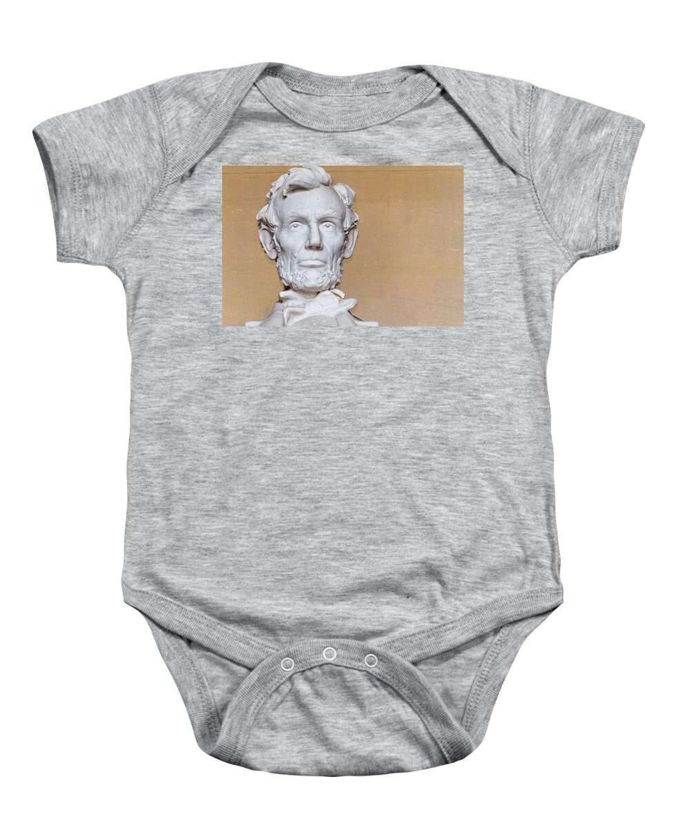 Abraham Lincoln Baby Onesie featuring the photograph Abraham Lincoln Statue Head by SR Green