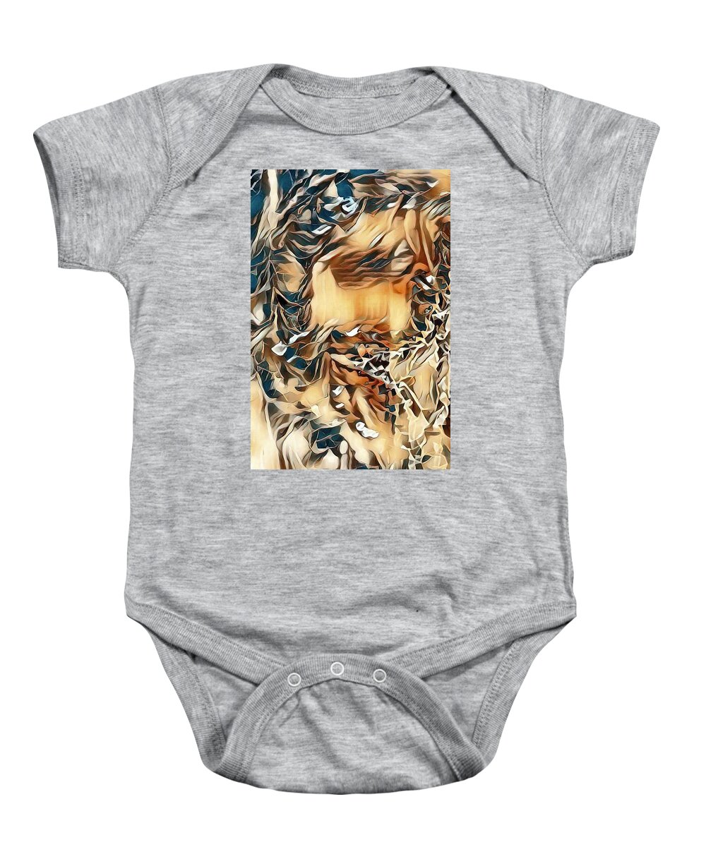 Abstract Side View Of Jesus Baby Onesie featuring the drawing Abstract Side View Of Jesus by Brenae Cochran