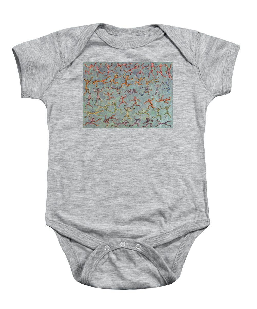 Las Vegas Nv Baby Onesie featuring the painting Acrylic Stickmen Character Painting by Carl Deaville
