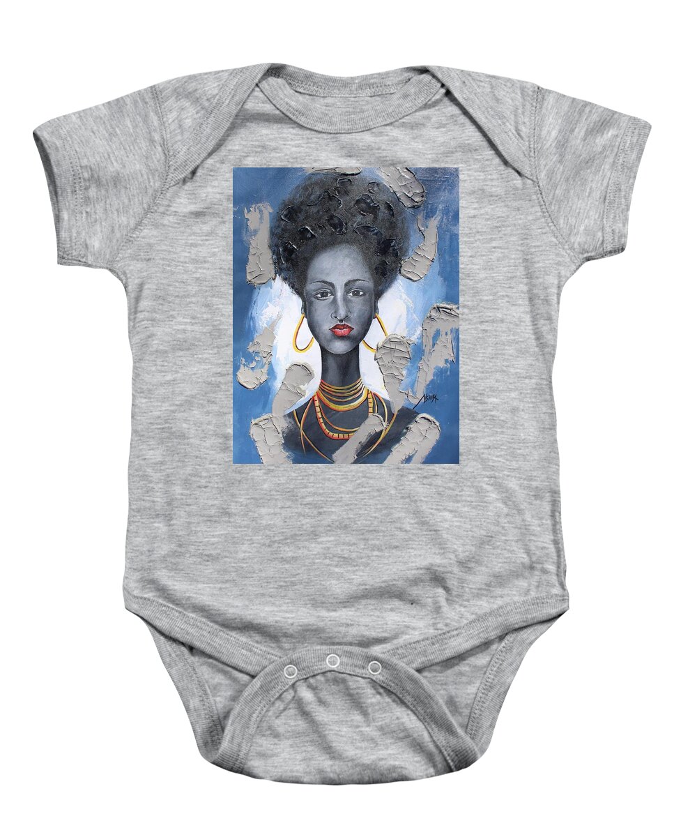 True African Art Baby Onesie featuring the painting African Beauty by Daniel Akortia