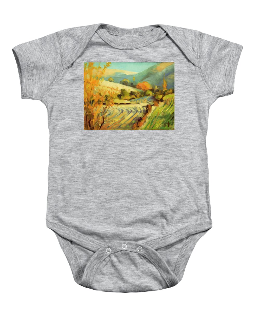 Country Baby Onesie featuring the painting After Harvest by Steve Henderson