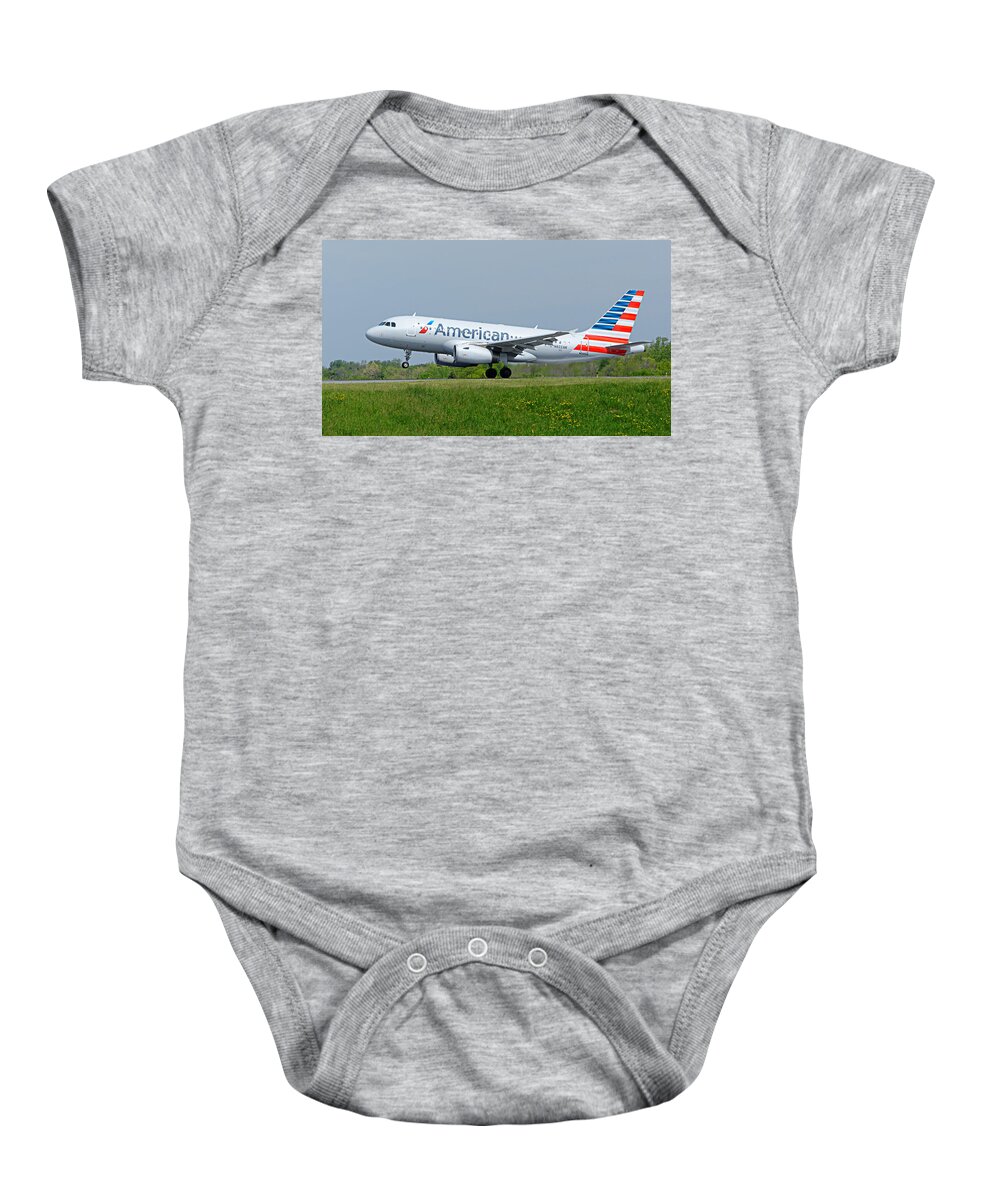 Airbus Baby Onesie featuring the photograph Airbus A319 by Guy Whiteley