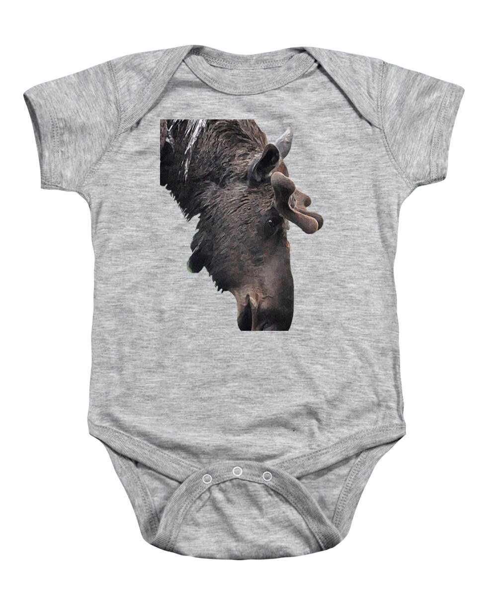 Diane Berry Baby Onesie featuring the painting Alaskan Moose by Diane E Berry