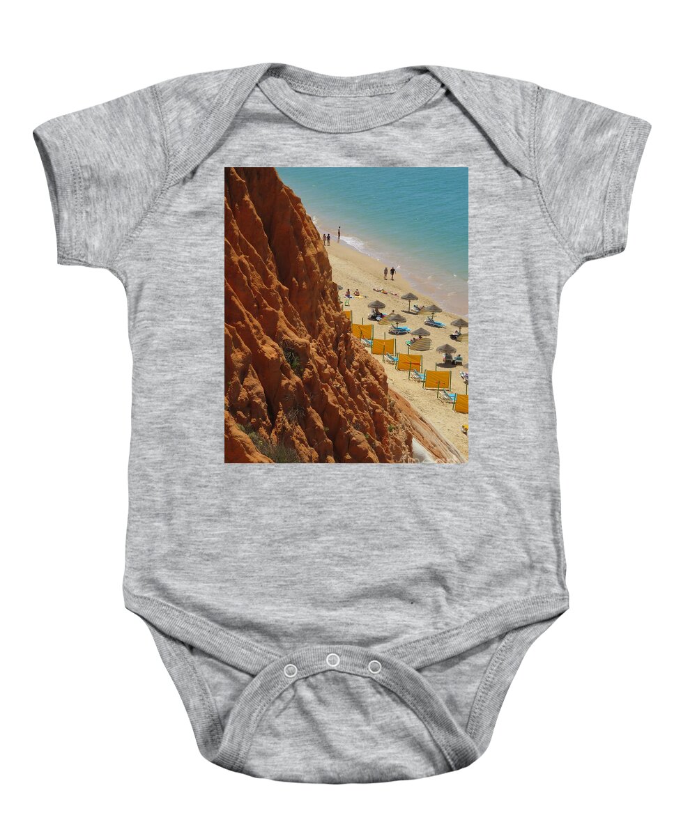 Seascape. Landscape Baby Onesie featuring the photograph Algarve Beach by Diana Rajala