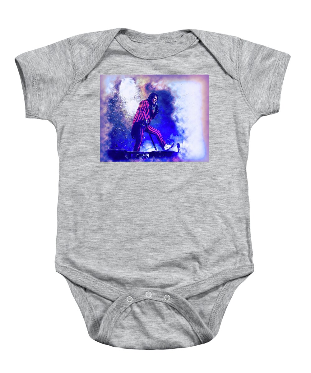 Alice Cooper Baby Onesie featuring the photograph Alice Cooper On Stage by Thomas Leparskas