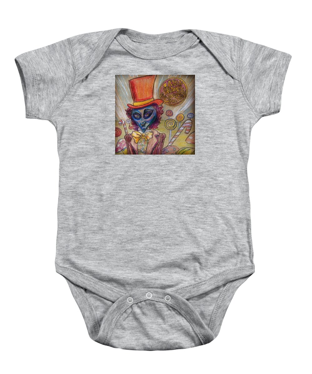 Willie Wonka & The Chocolate Factory Baby Onesie featuring the drawing Alien Wonka and the Chocolate Factory by Similar Alien