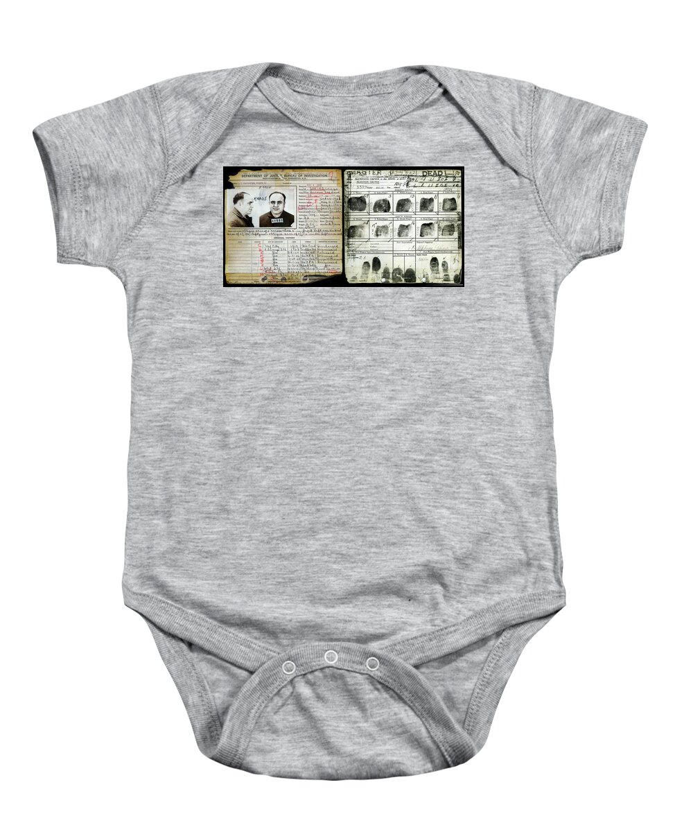 Prohibition Baby Onesie featuring the photograph All Capone Booking Sheet by Jon Neidert