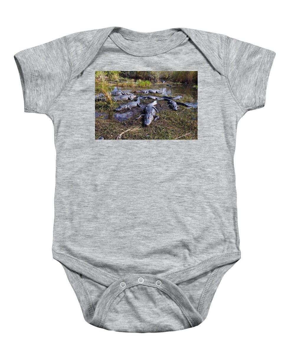Nature Baby Onesie featuring the photograph Alligators 280 by Michael Fryd