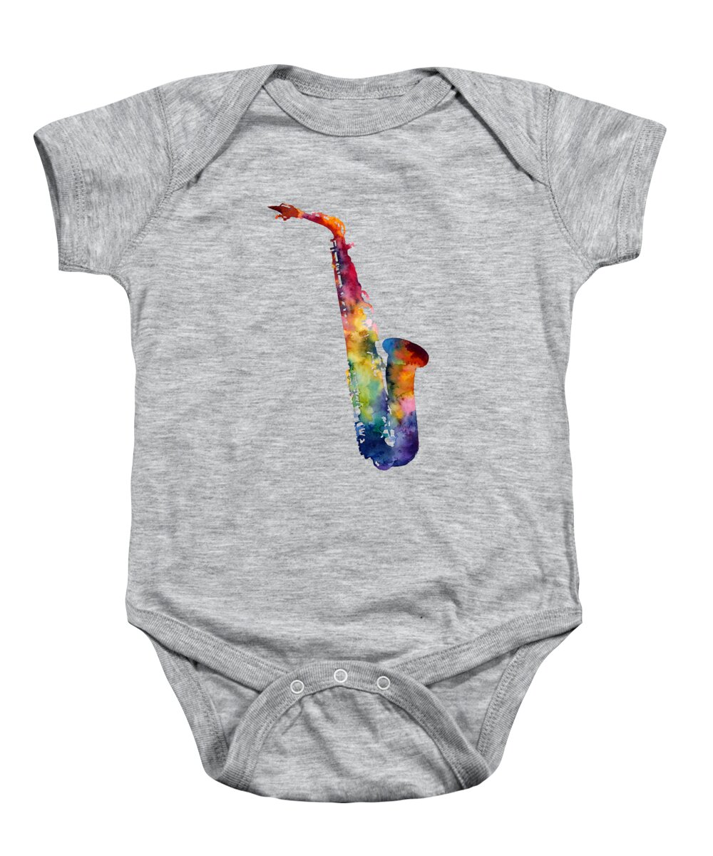 Alto Sax Baby Onesie featuring the painting Alto Sax by Hailey E Herrera